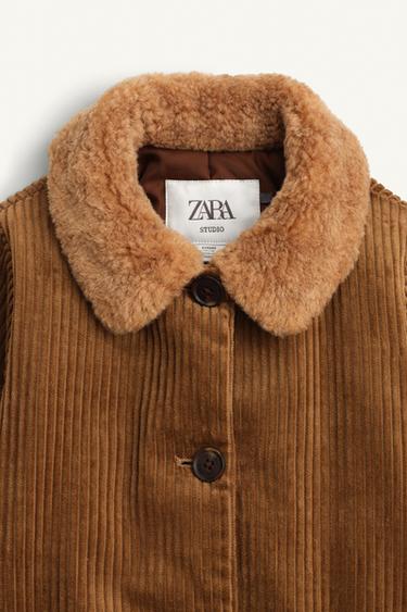 CORDUROY COAT WITH FAUX FUR PETER PAN COLLAR LIMITED EDITION - camel by Zara - Image 4