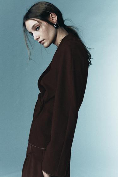 CHEMISE DRAPÉE PLUMES LIMITED EDITION - Marron foncé de Zara - Image 6