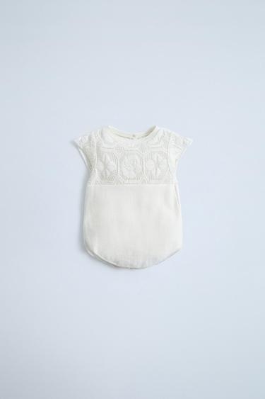 OPEN-KNIT ROMPER - Ecru by Zara - Image 0