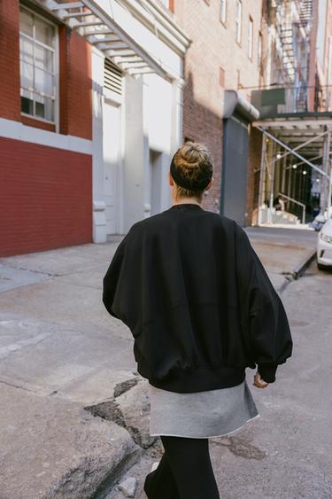 INTERLOCK BOMBER JACKET AND FLARE TROUSERS TRACKSUIT - Stone by Zara - Image 2