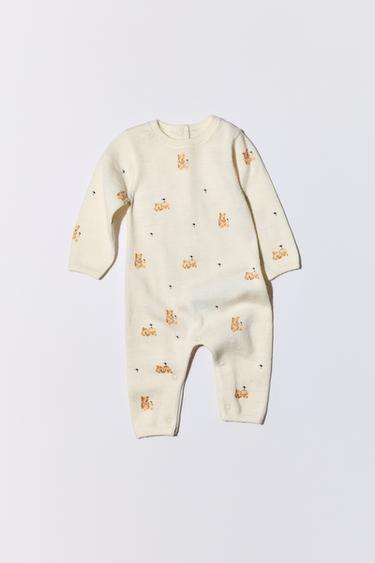 TEDDY BEAR PRINT 100% MERINO WOOL JUMPSUIT - Mid-ecru by Zara