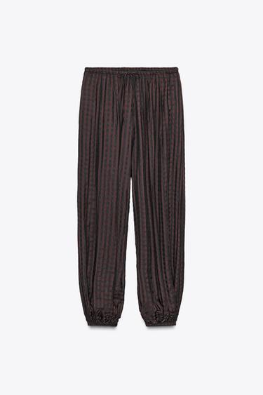PANTALON BLOOMER VICHY ZW COLLECTION - Bordeaux foncé de Zara - Image 1