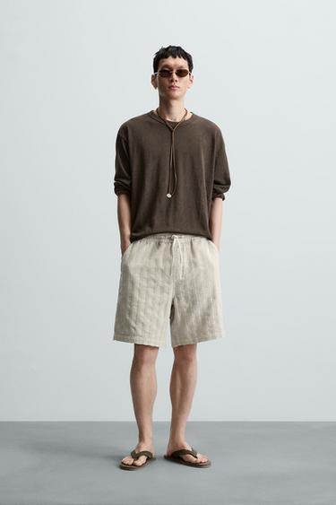 BERMUDA JACQUARD RAYAS - Piedra de Zara - Imagen 0