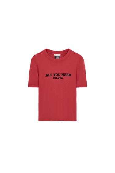 FRONT SLOGAN T-SHIRT - Red by Zara