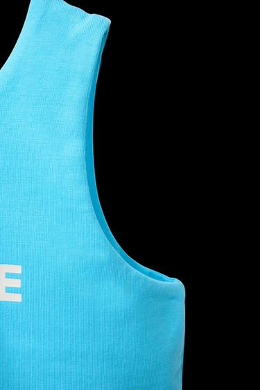 Zara TEXT CROP TOP - Turquoise