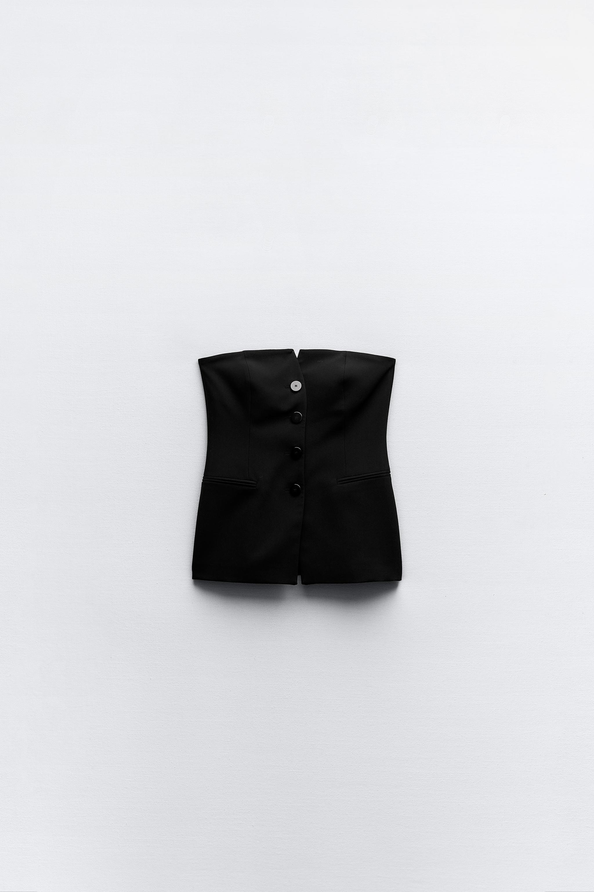 SATIN EFFECT TOP WITH BOW - Black