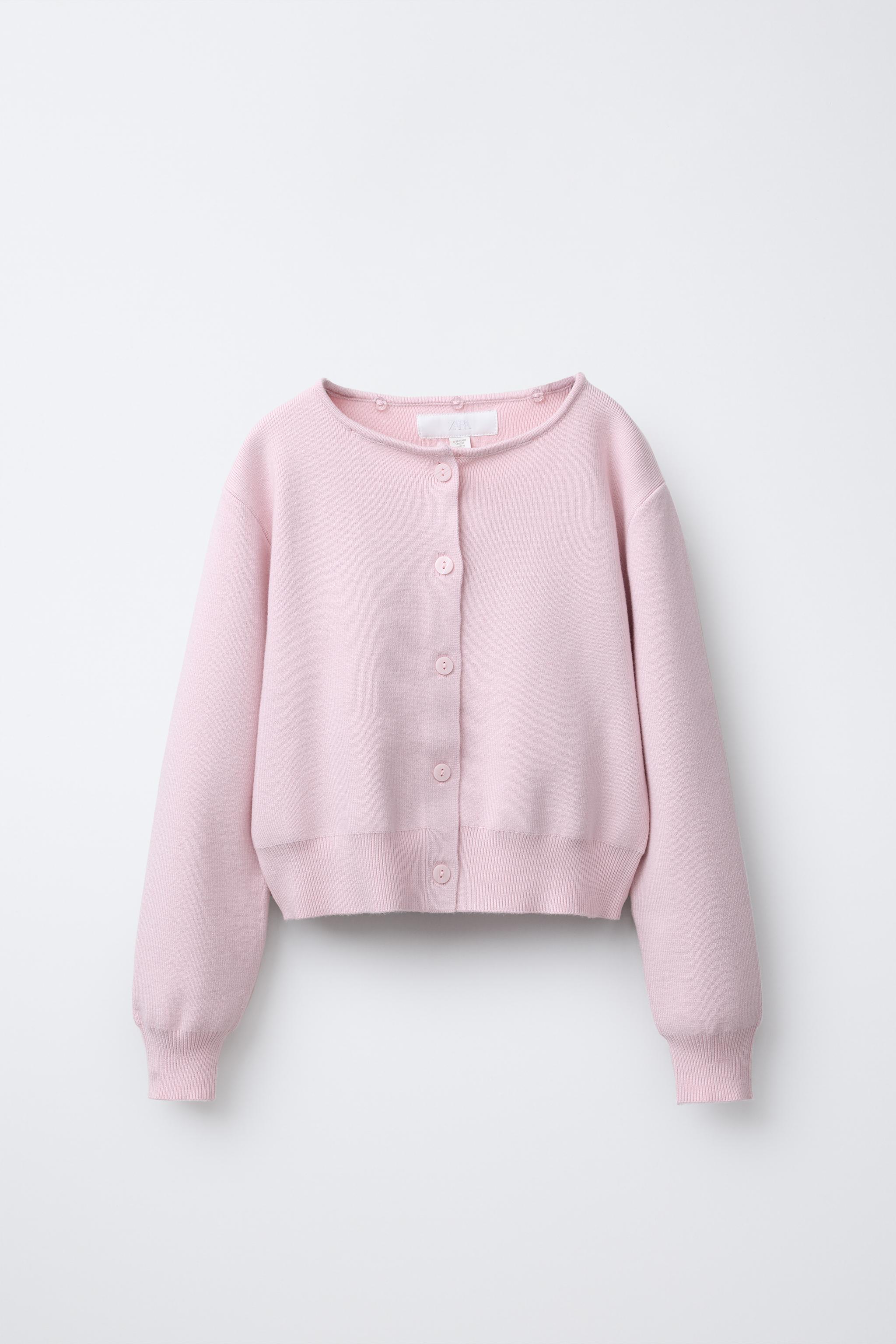 CARDIGAN WITH DETACHABLE FAUX FUR COLLAR - Pink | ZARA
