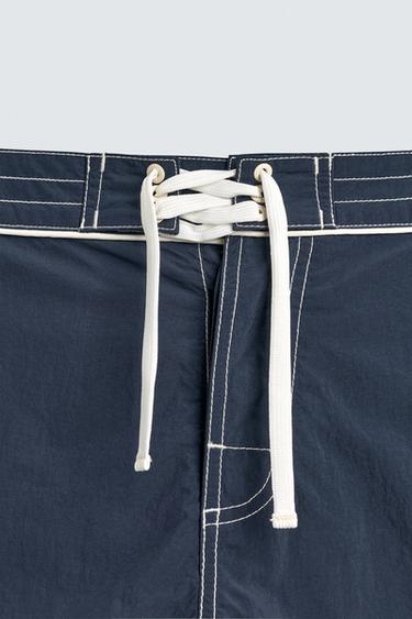 MAILLOT DE BAIN MI-LONG À LACET - Bleu de Zara - Image 9