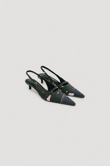 LIMITED EDITION DENIM SLINGBACK SHOES - Black by Zara