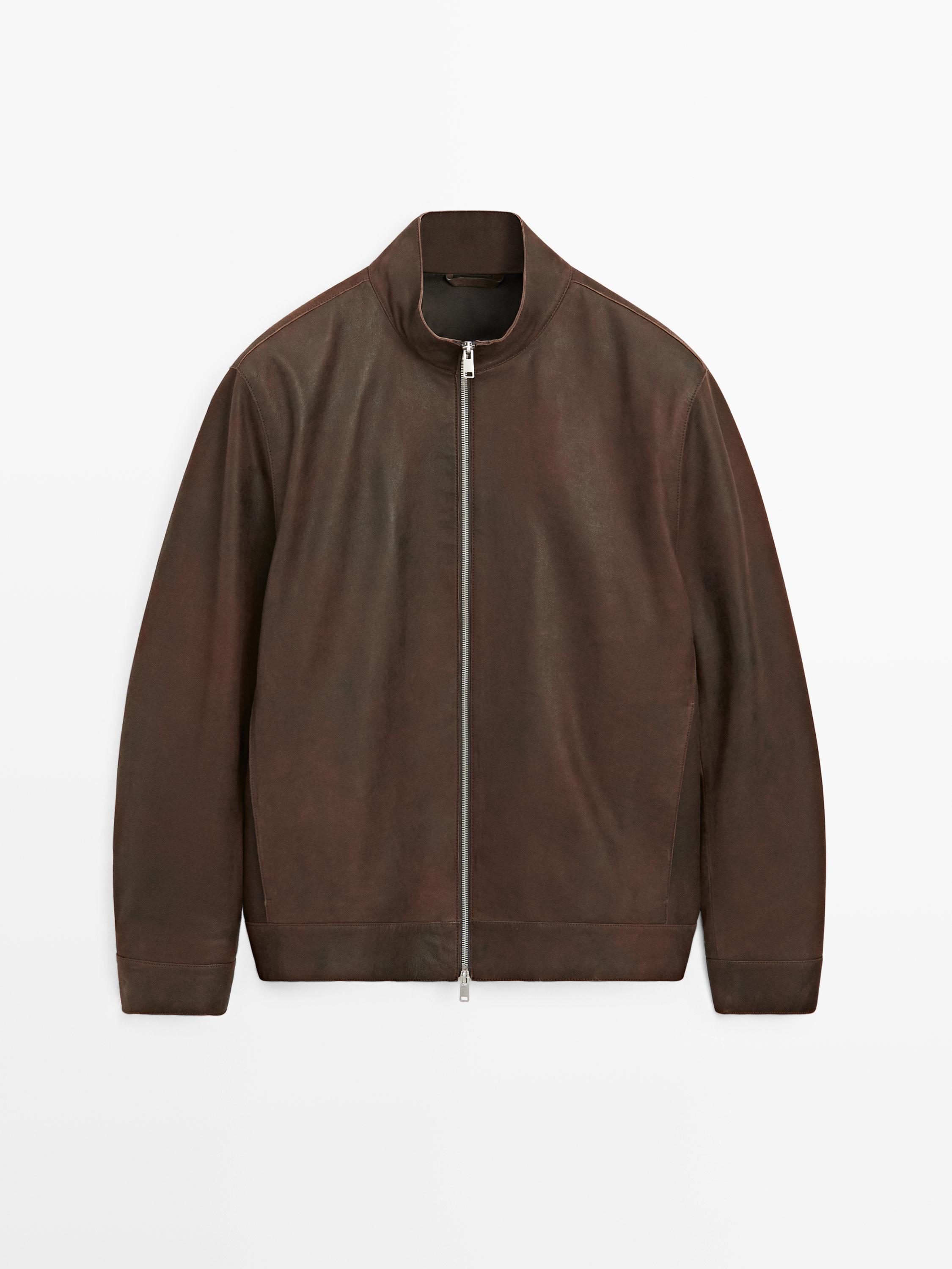 Napped suede leather jacket