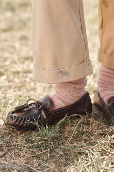 LIMITED EDITION STRAIGHT TROUSERS WITH EMBROIDERED INSECTS - Beige by Zara - Image 9