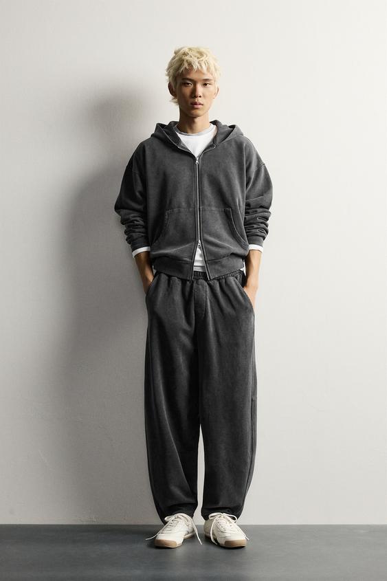 BASIC BOXY FIT ZIP HOODIE - Dark anthracite by Zara - Image 0