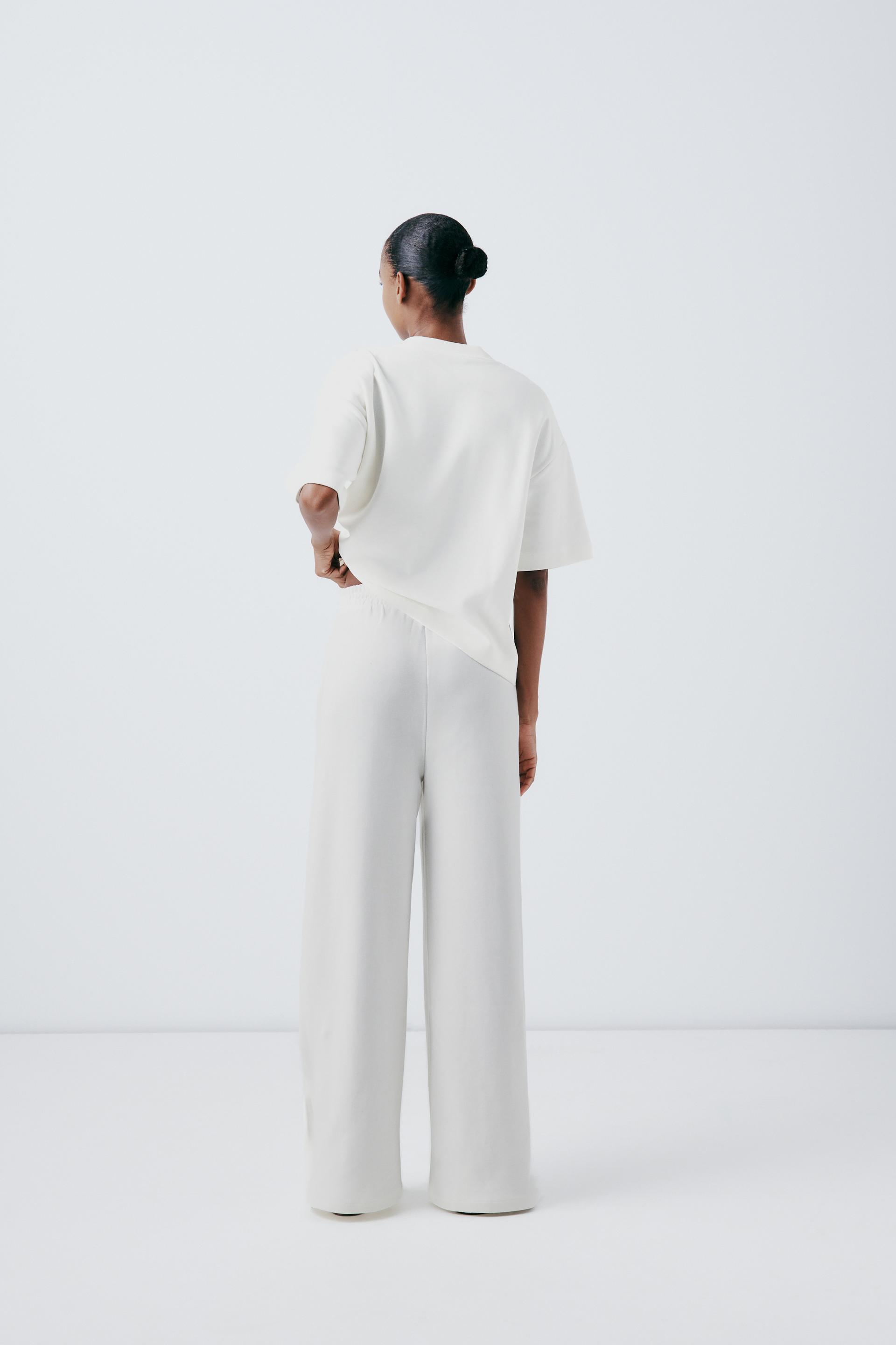 VENTED STRAIGHT-LEG TROUSERS - Oyster White