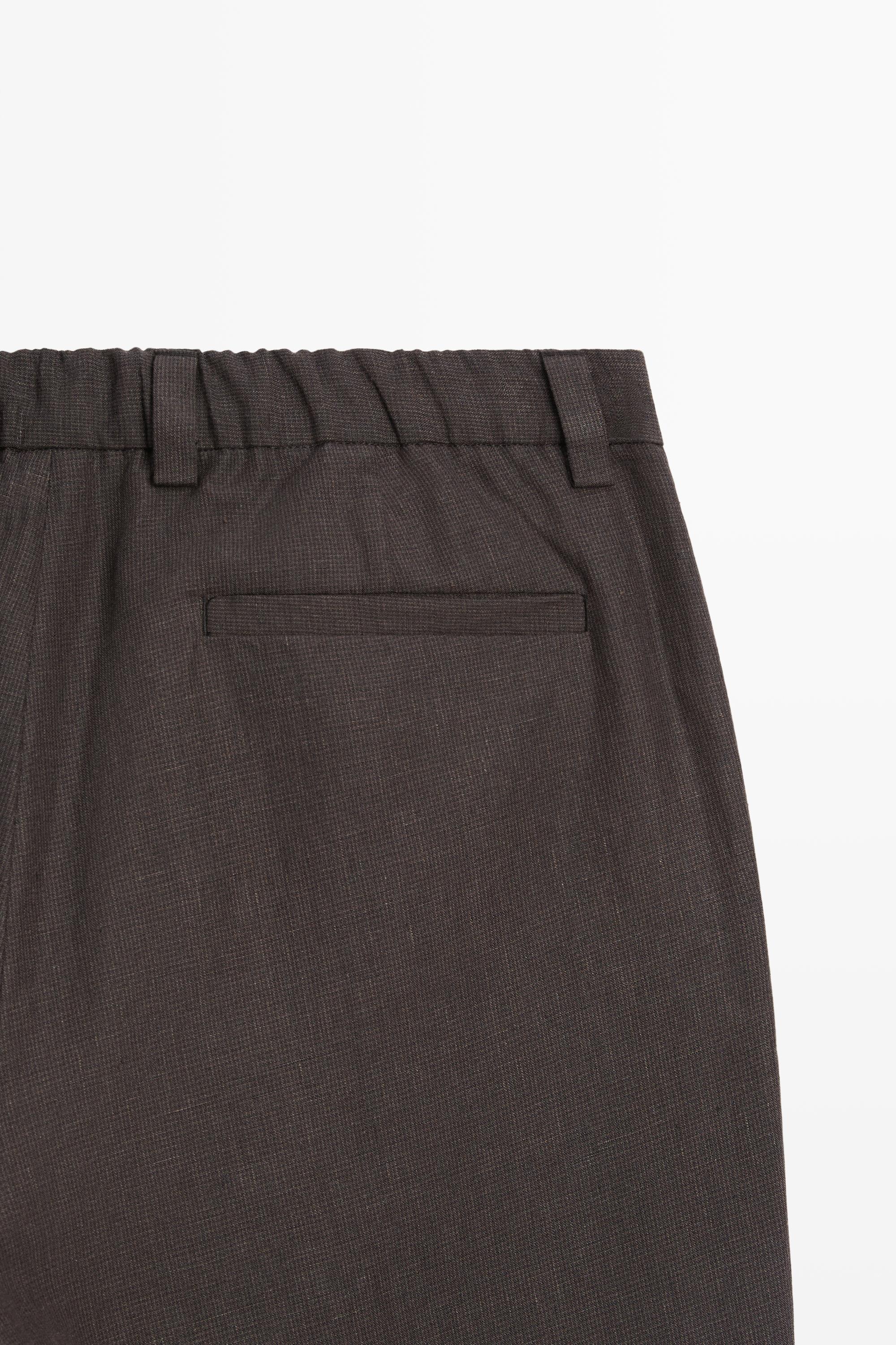 Pantalon pied-de-poule 100 % lin
