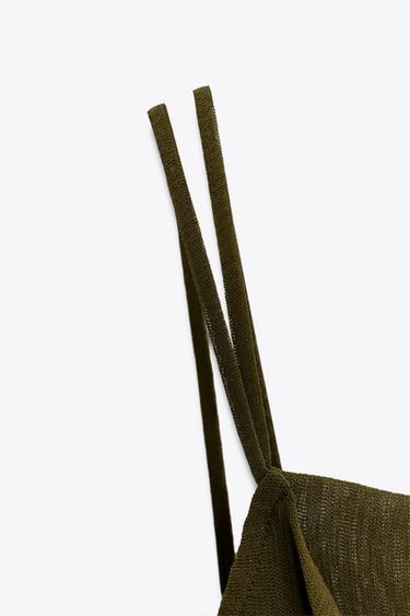 SEMI-SHEER TEXTURED ASYMMETRIC TOP - Mid-green by Zara - Image 7