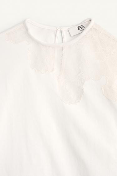 LIMITED EDITION ASYMMETRIC LACE T-SHIRT - Ecru by Zara - Image 6