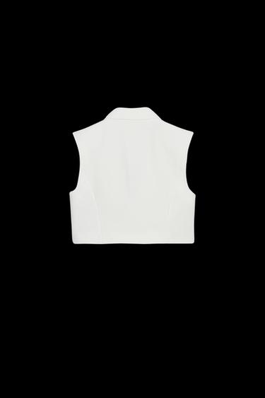 SHORT WAISTCOAT WITH FLAPS - Ecru by Zara