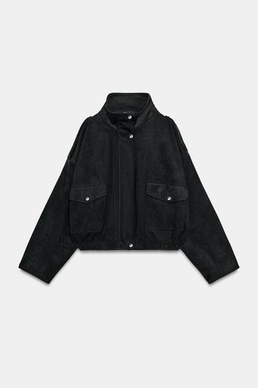 JAQUETA BOMBER GOLA ALTA - Preto da Zara - Imagem 0