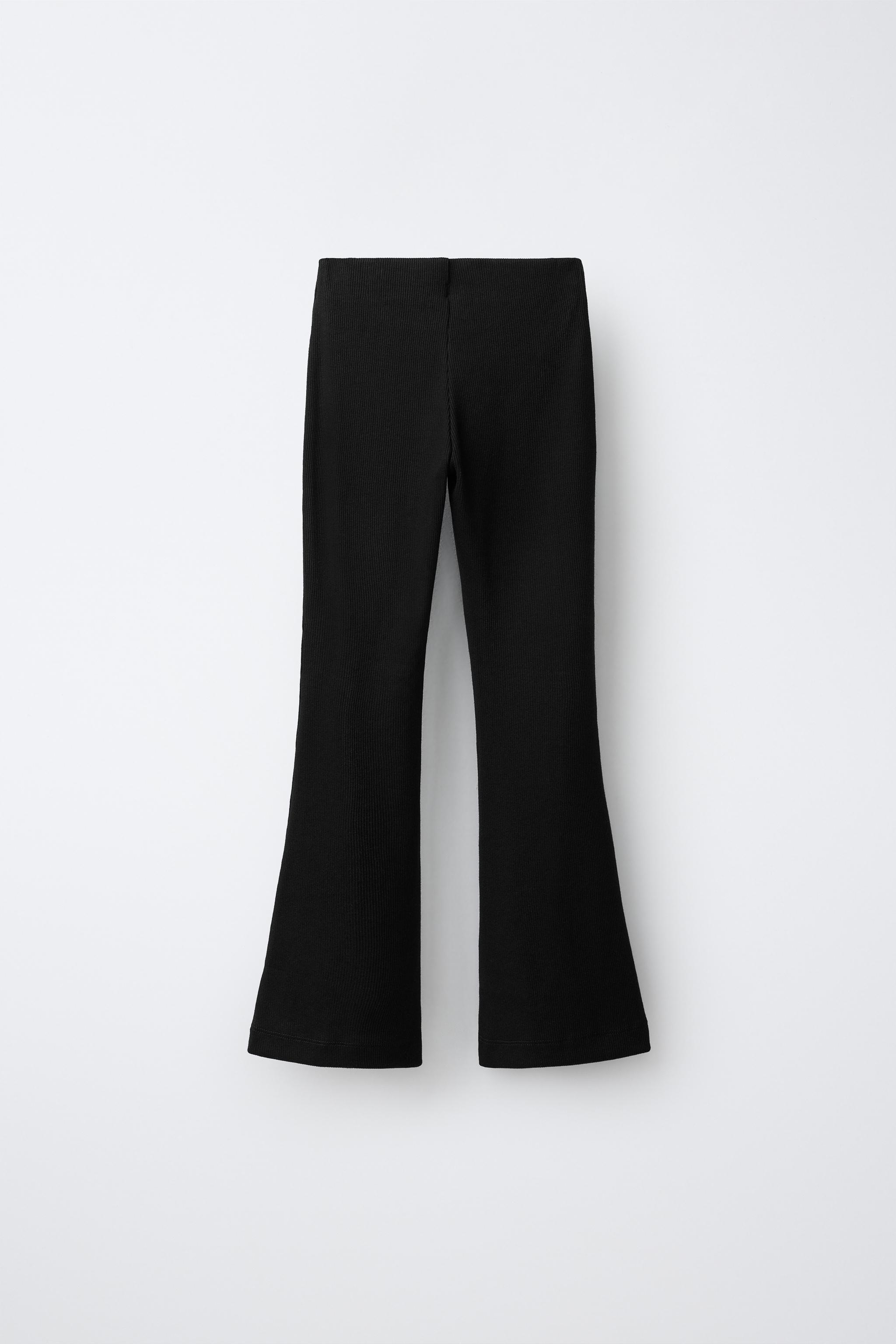 RIBBED FLARE LEGGINGS — Black