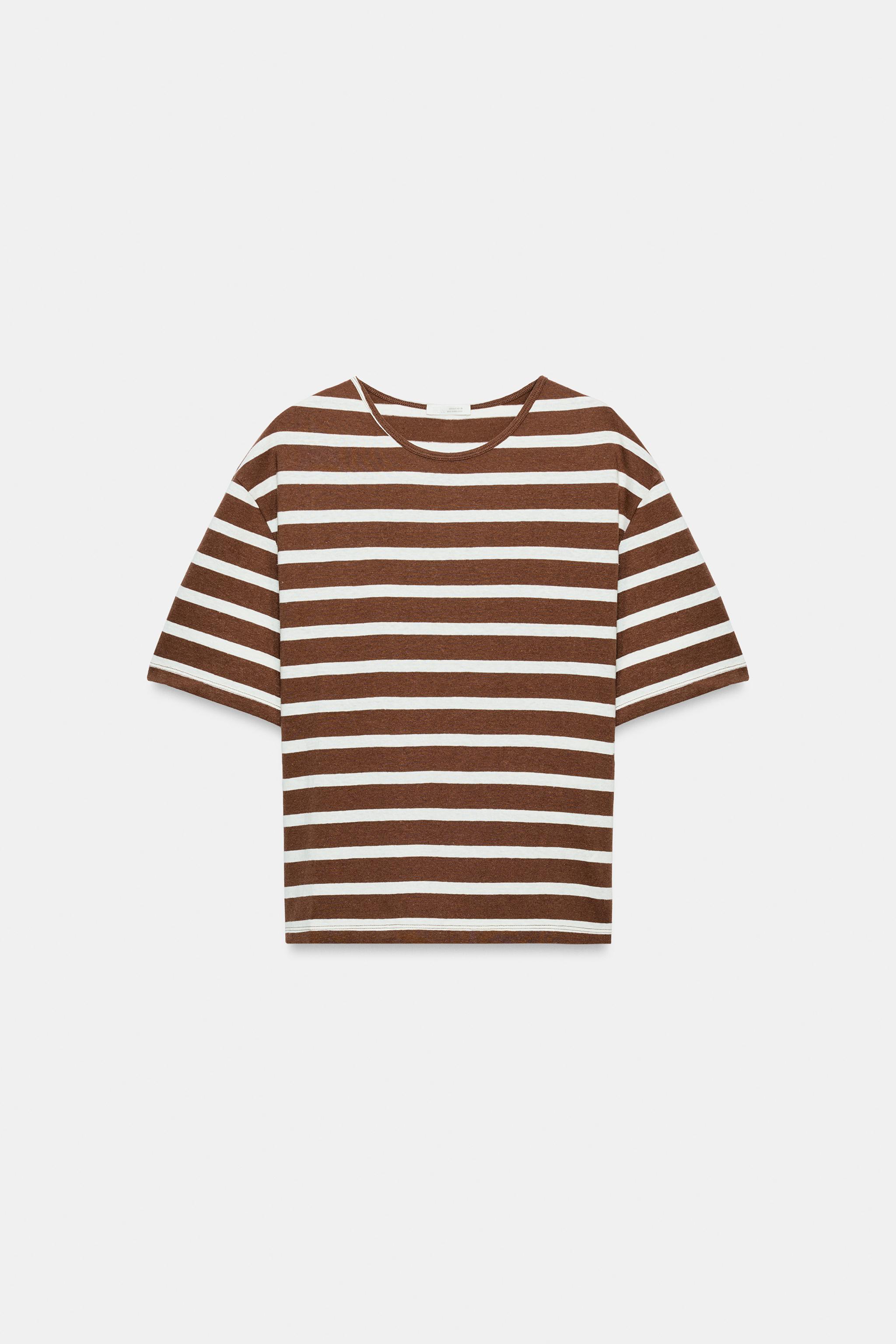 Zara ÇİZGİLİ KISA KOLLU T-SHIRT görsel 6