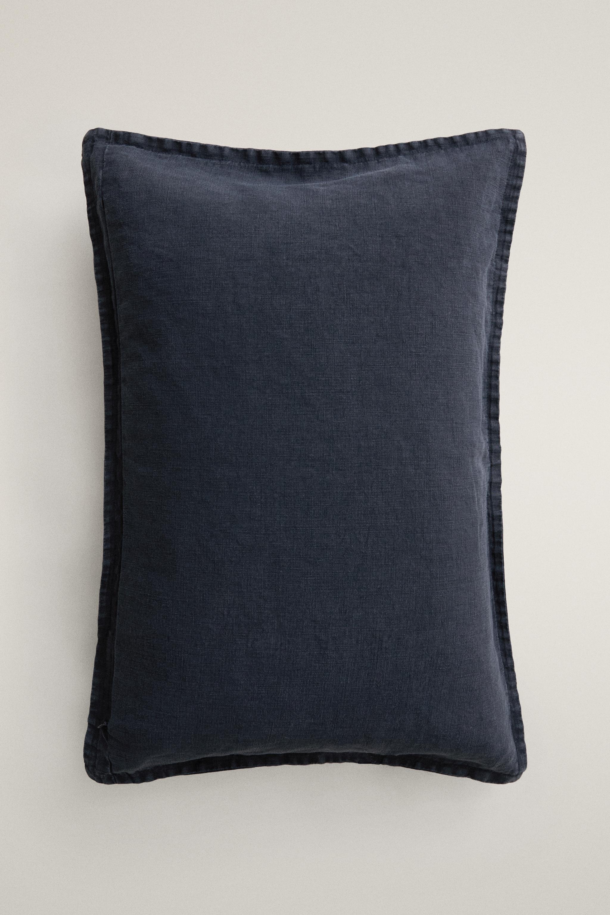 HOUSSE DE COUSSIN LIN DÉLAVÉ