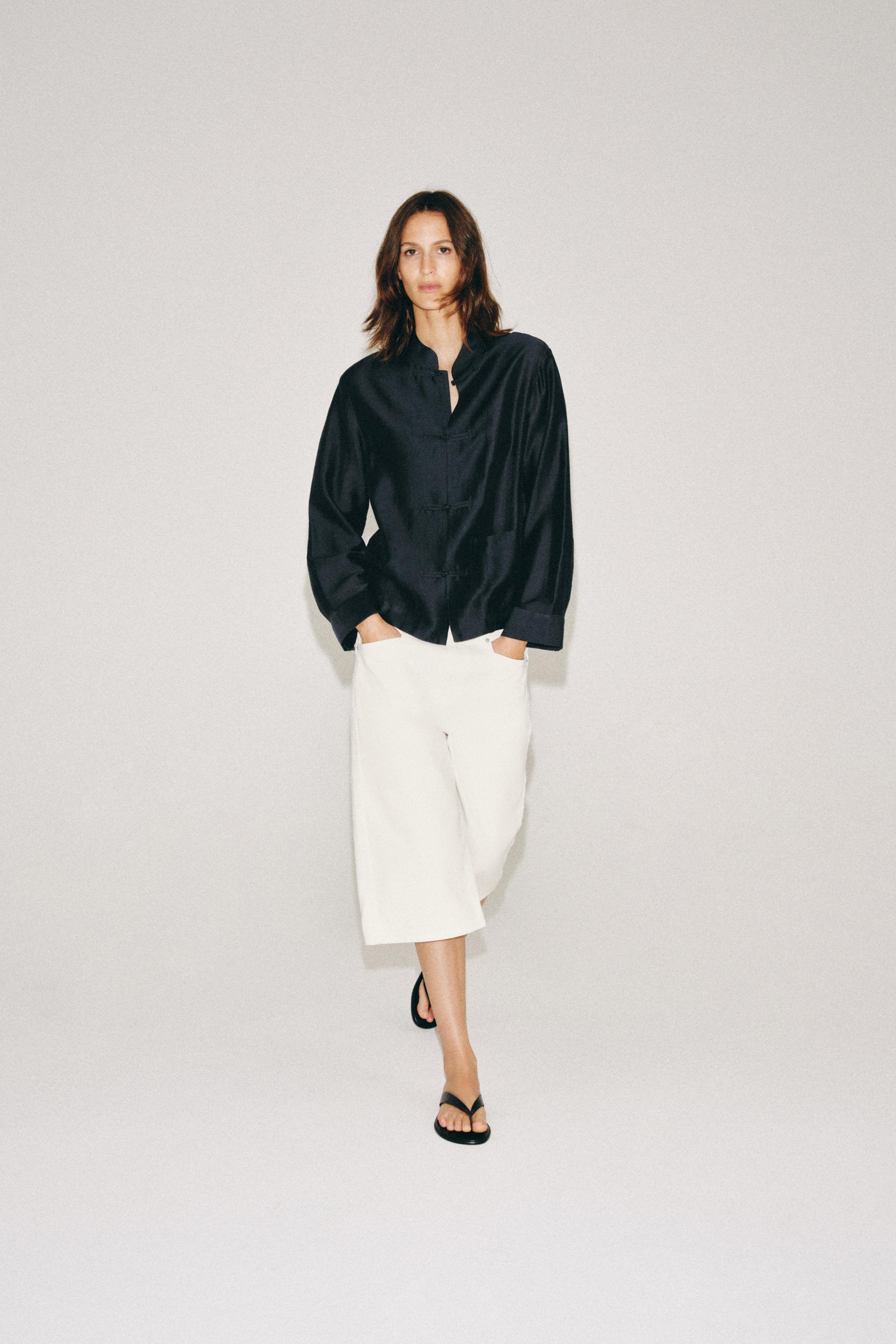 Zara ZW COLLECTION ORTA BEL DENIM BERMUDA görsel 4