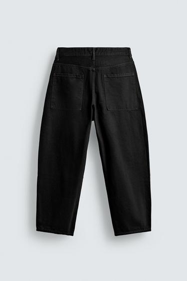 TAPERED WIDE-LEG JEANS - Black by Zara - Image 7