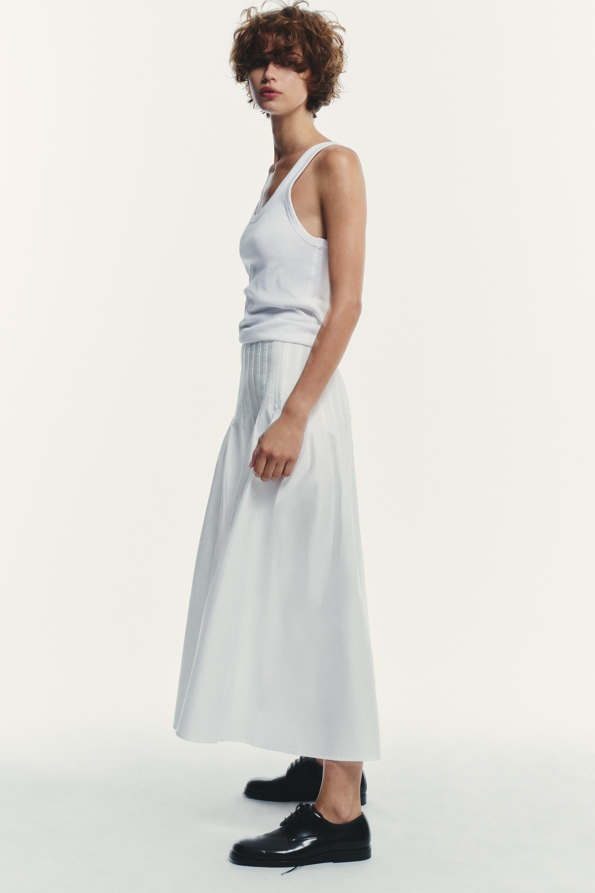 PLEATED MIDI SKIRT - White | ZARA United States