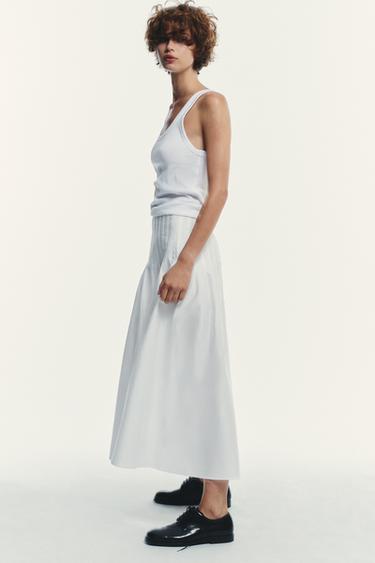PLEATED MIDI SKIRT - White by Zara - Image 3