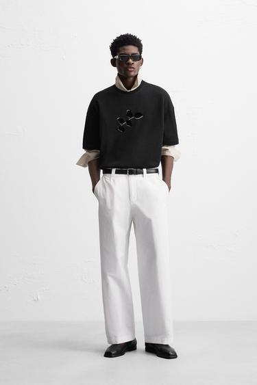 TEXTURED PRINT T-SHIRT - Black by Zara - Image 0