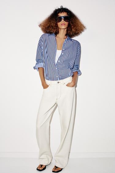 STRIPED OXFORD SHIRT - Red / Black by Zara