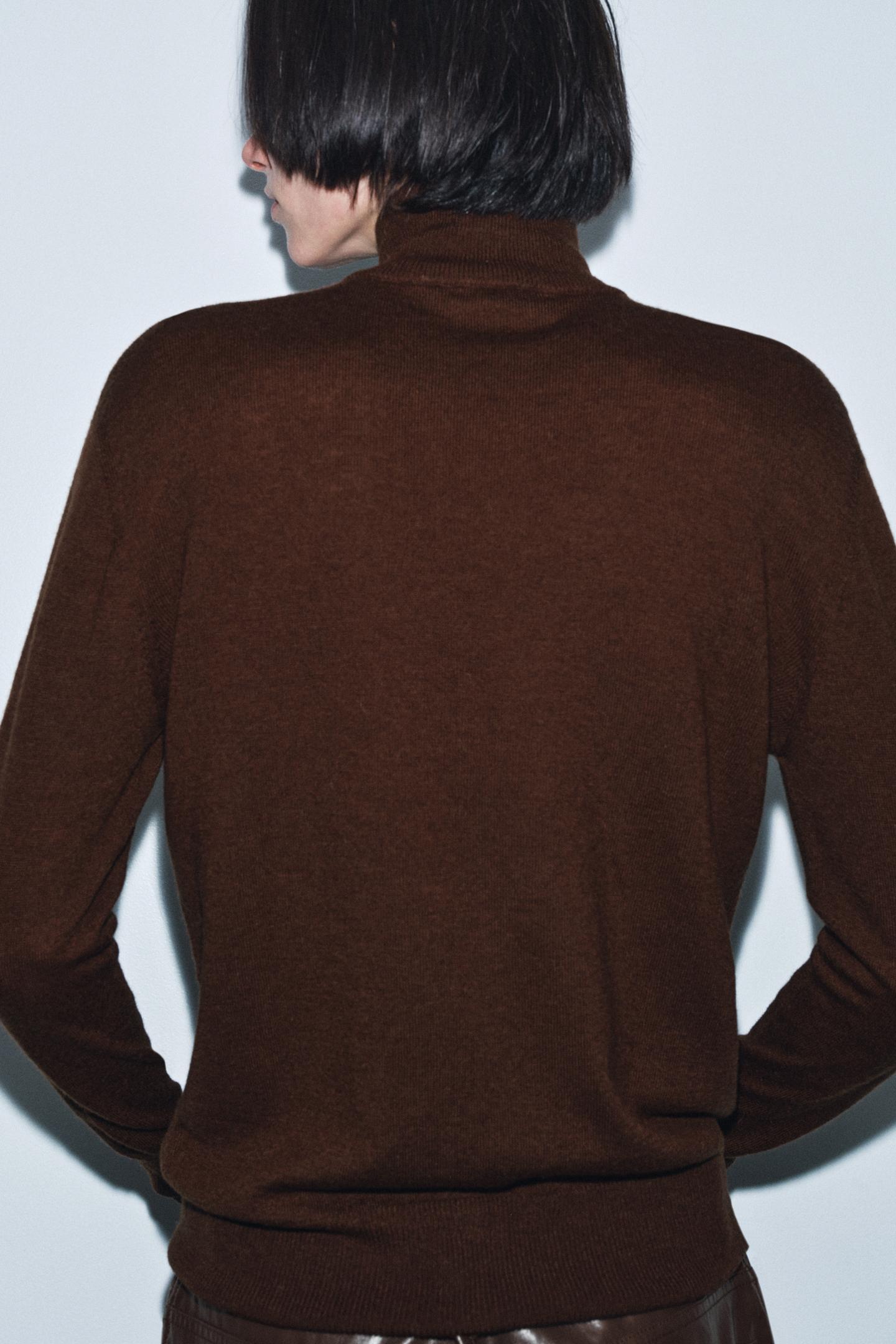 Женский свитер Zara 100% Extra Soft Wool Jumper, цвет: Коричневый — фото 3