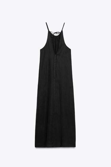 ROBE HALTER À FRONCES - Noir de Zara - Image 6