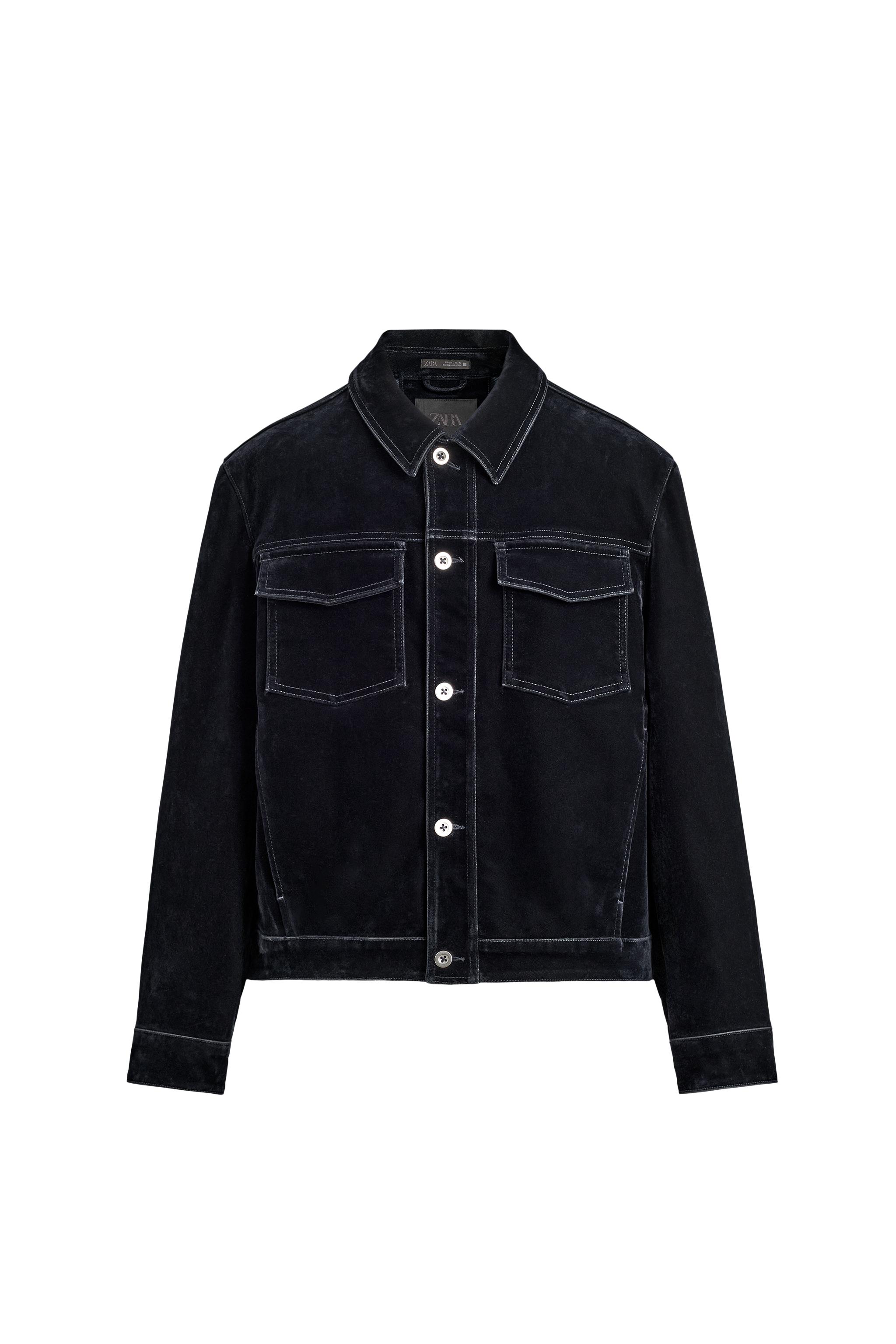 FLOCKED VELVET JACKET - Blue | ZARA South Africa