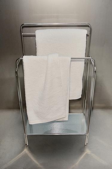 STEEL AND GLASS TOWEL RACK - Grey Zara