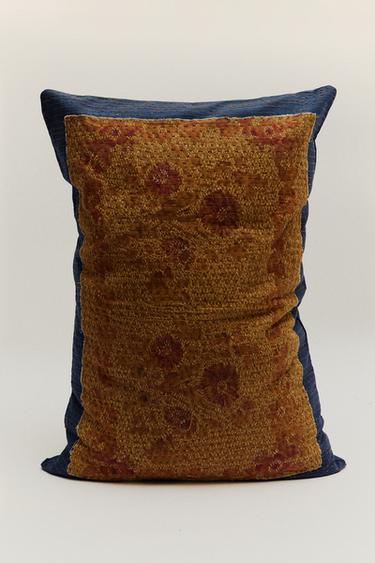 EMBROIDERED CUSHION COVER - Mustard by Zara