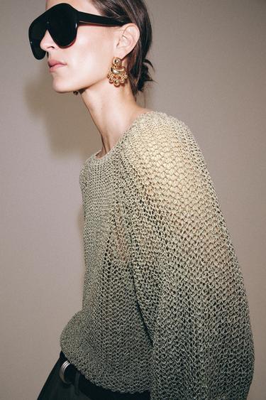 POINTELLE KNIT JUMPER - Light green by Zara