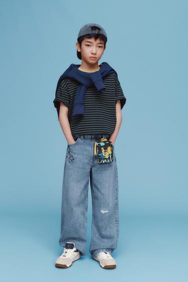 Zara 撞色衣領條紋 T 恤 - 條紋