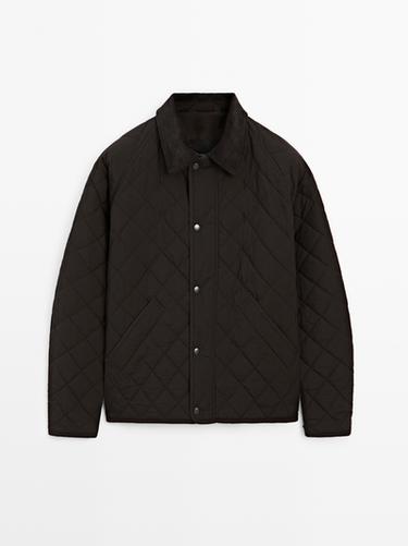 Zara Quilted jacket with corduroy collar - Brown