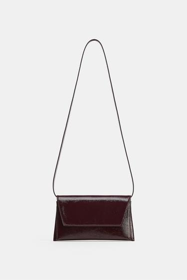PATENT-EFFECT SHOULDER BAG - Burgundy Red by Zara