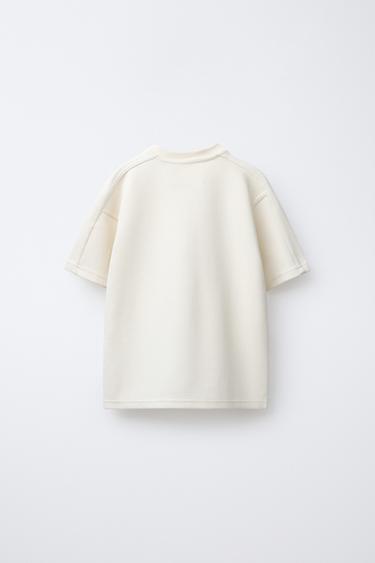 ENSEMBLE INTERLOCK PIQUÉ T-SHIRT ET PANTALON - Écru de Zara - Image 2