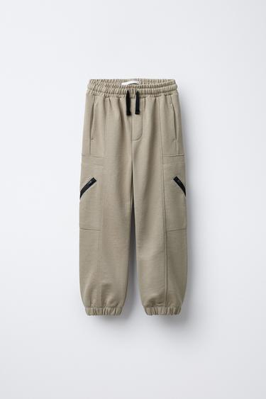 Zara JOGGING PANTS WITH ZIPPERS - Dark camel