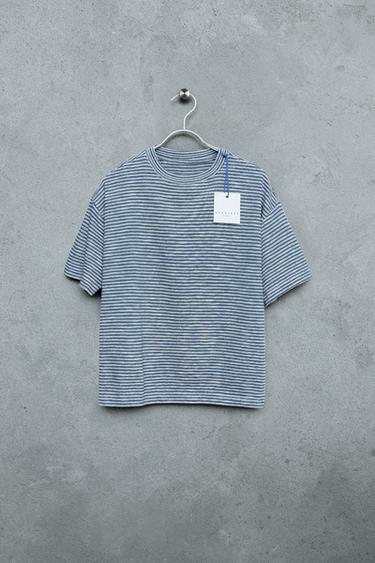 STORIESZ - FLAMMÉ-STREIFEN-T-SHIRT LIGHT WEIGHT - Weiß / Blau von Zara