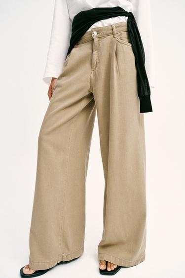Z1975 WIDE-LEG HIGH-WAIST JEANS WITH DARTS - Sand by Zara