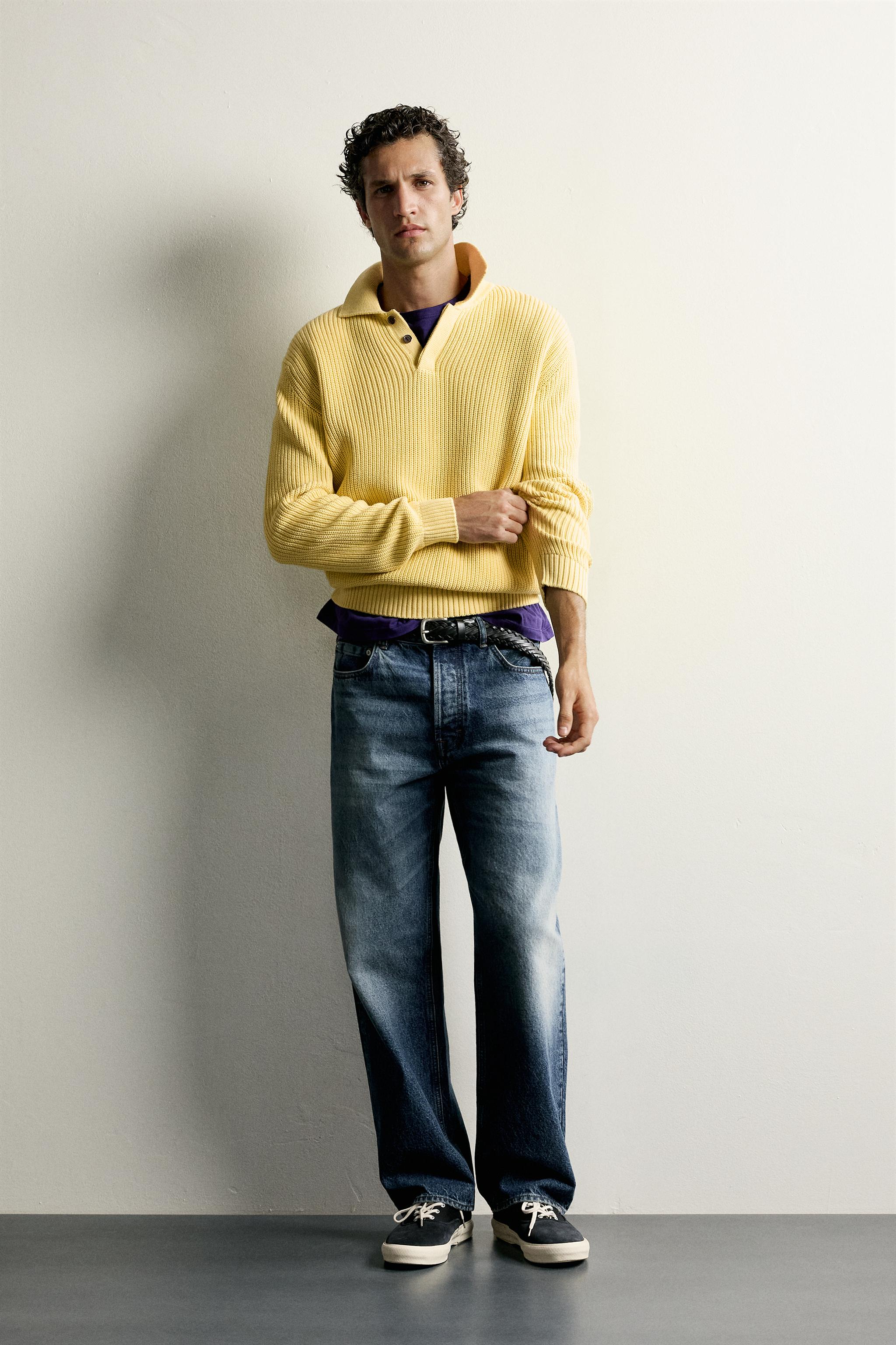 Zara REGULAR FIT TERS ÖRGÜ POLO T-SHIRT görsel 8