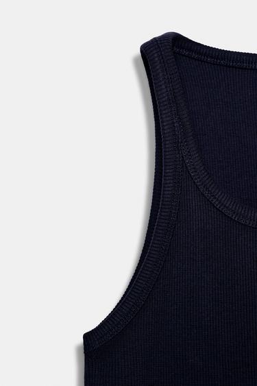 TOP À BRETELLES CÔTELÉ - Bleu marine de Zara - Image 5