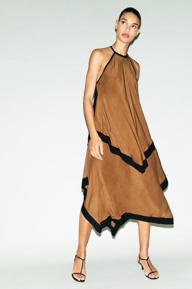 Zara Midi dress with contrast layers - Light brown