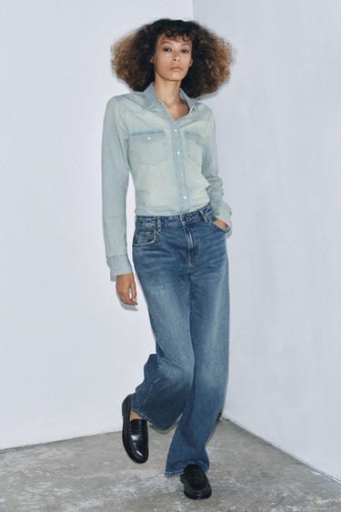 ZW COLLECTION MID-WAIST JEANS - Blue by Zara