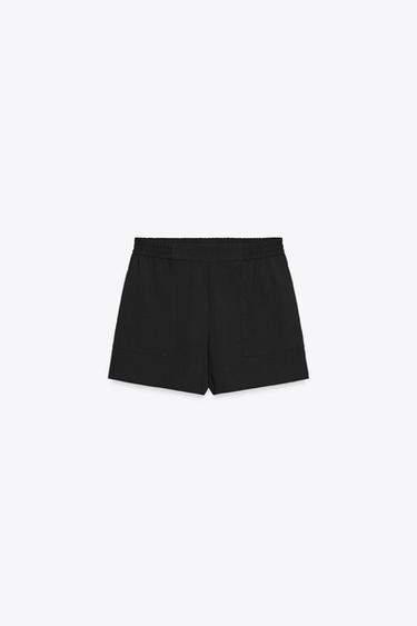 Zara ELASTIC WAIST SHORTS - Black