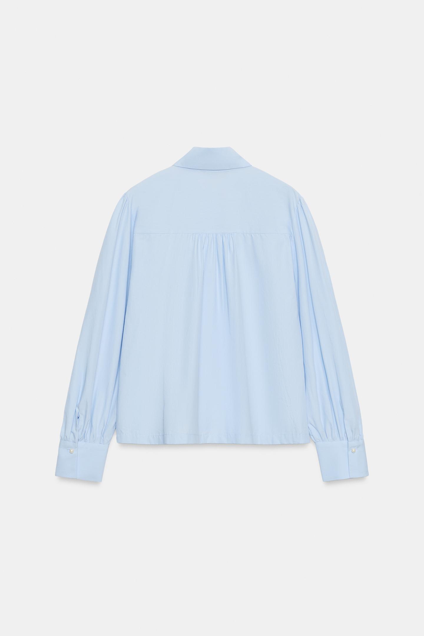 Женская рубашка Zara Pearl Floral Poplin, цвет: Небесно-голубой — фото 6